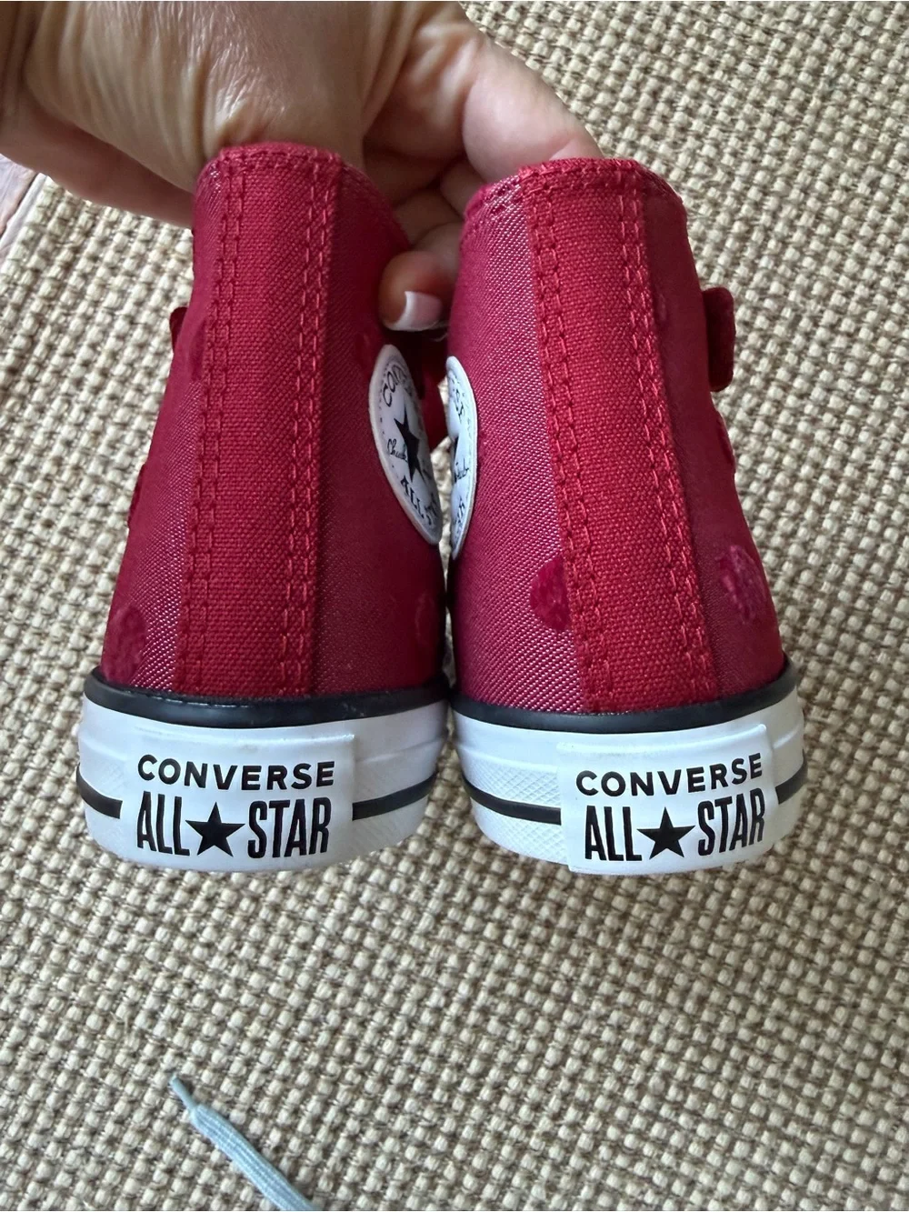 Converse Chuck Taylor All Star Girls High Top Red Bow Sneakers Youth Size 1
